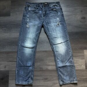 Tokyo Five Straight Fit Jeans Mens 34x32 Distressed Nice Fade